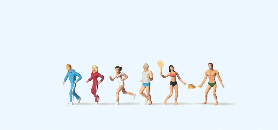 Preiser 79076 Joggers (4) and Badminton Players (2) Figure Set N scale